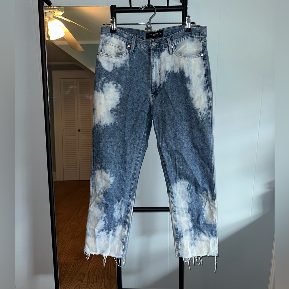 Just Black Women's Distressed Blue and White Jeans